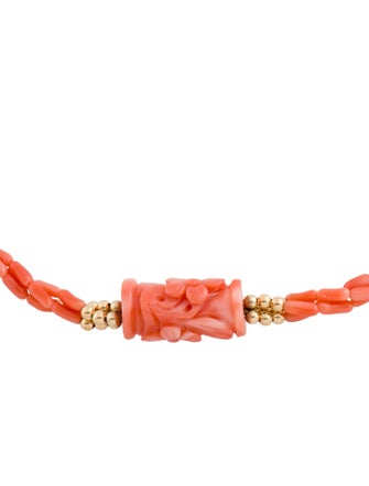 Necklace 14K Coral Beaded Triple Strand
