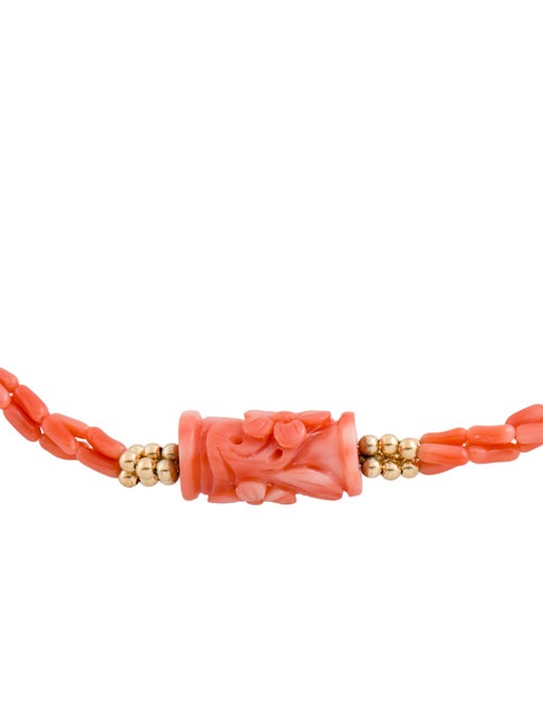 Necklace 14K Coral Beaded Triple Strand