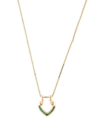 Necklace 14K Emerald Heart Pendant Necklace