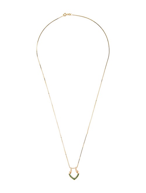 Necklace 14K Emerald Heart Pendant Necklace