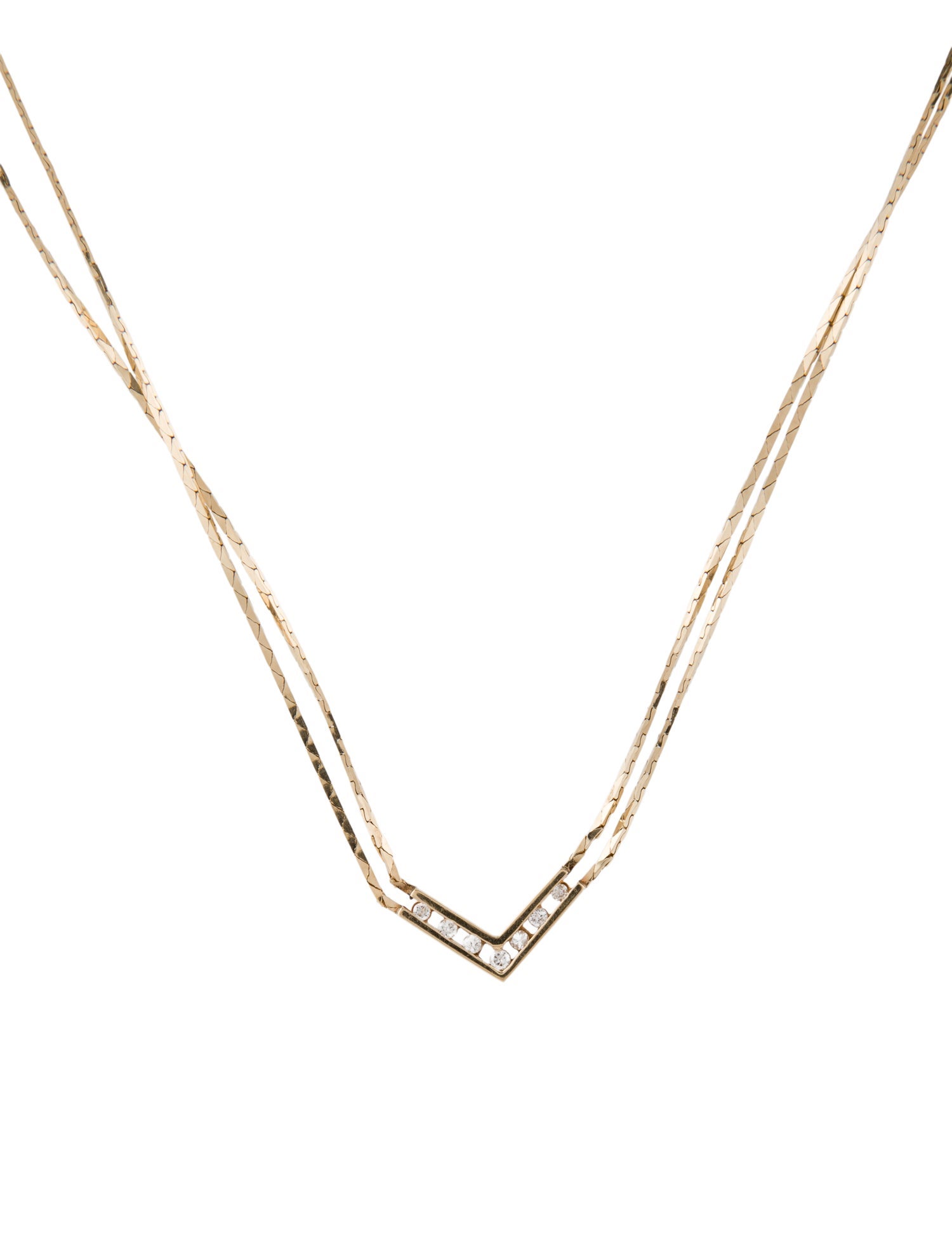 Necklace 14K Diamond V Pendant Necklace