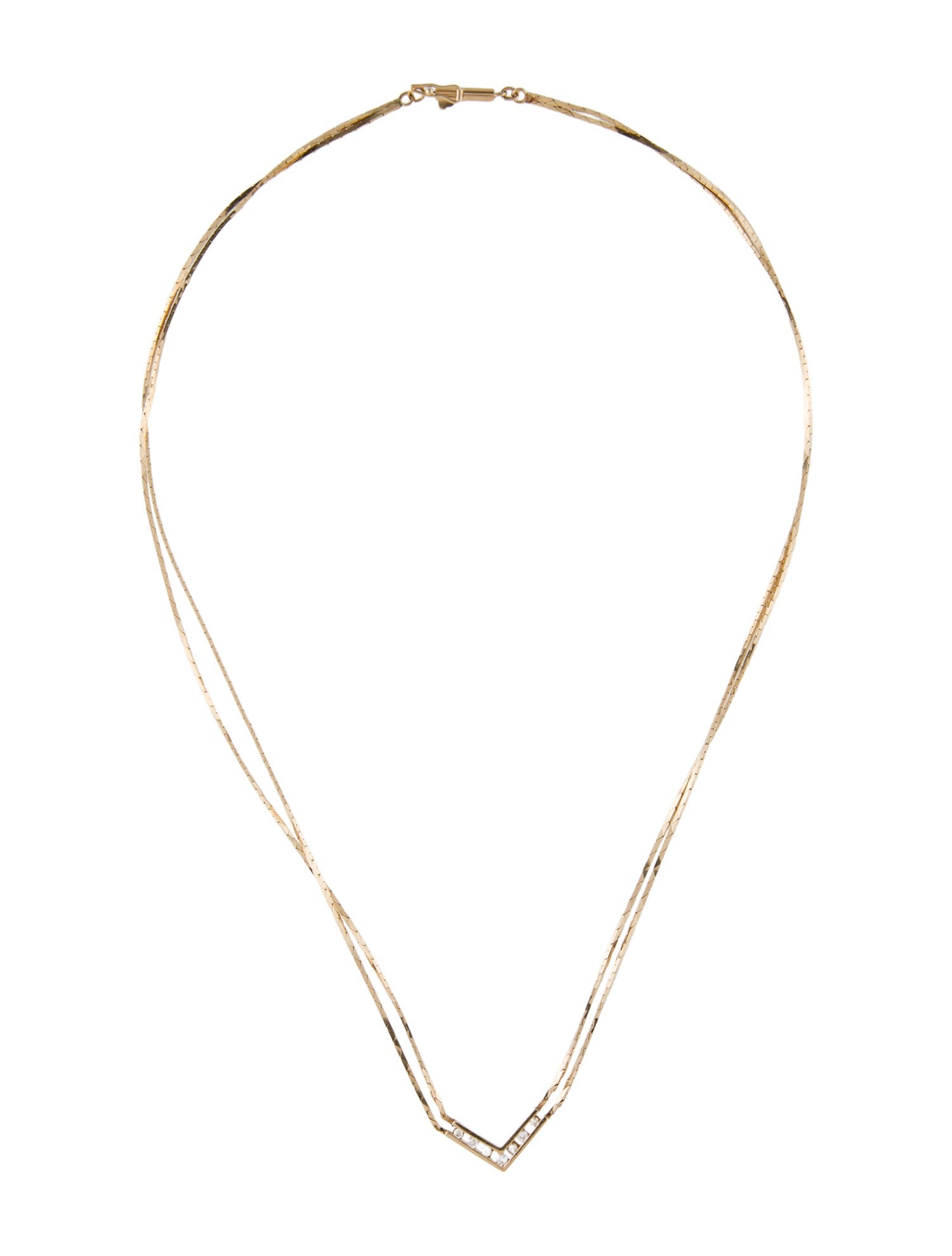 Necklace 14K Diamond V Pendant Necklace