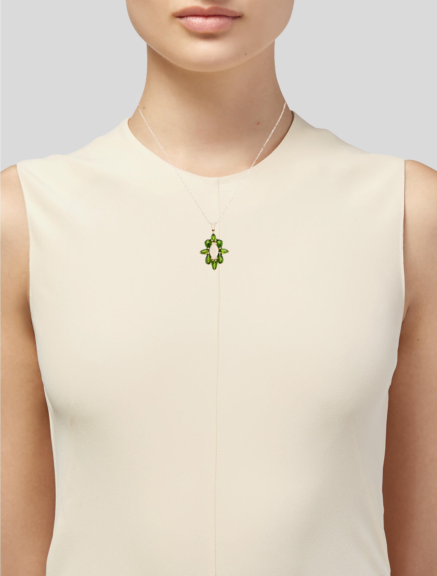 Necklace 14K Opal & Diopside Pendant