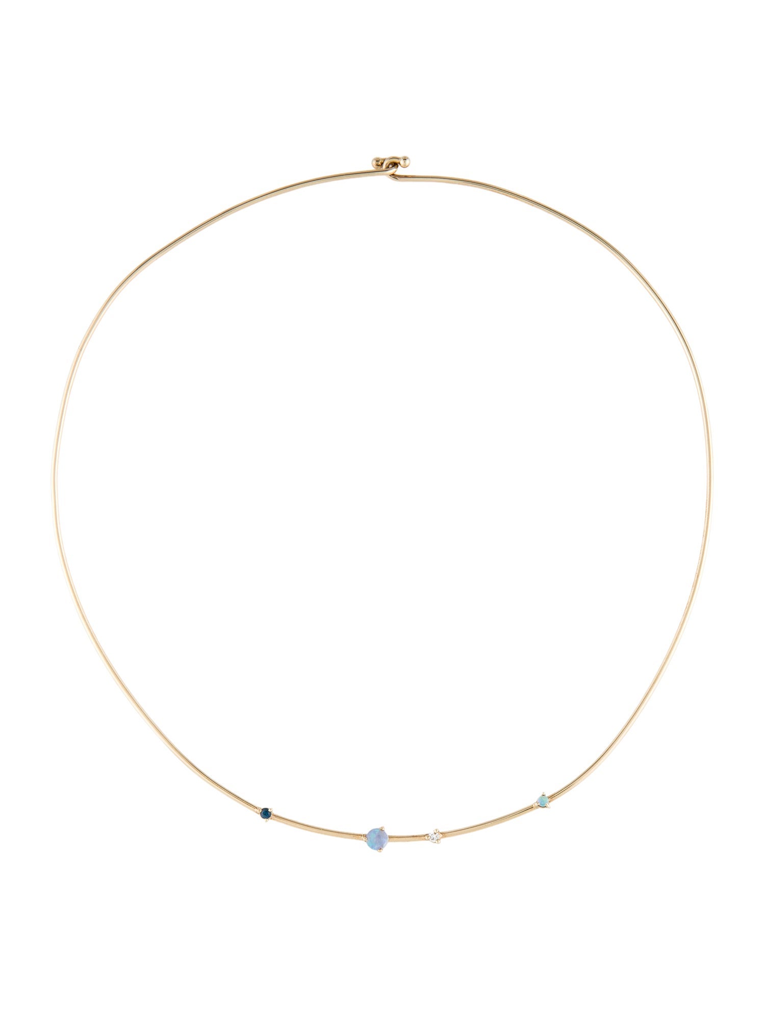 Necklace 10K Opal, Sapphire, & Diamond Collar