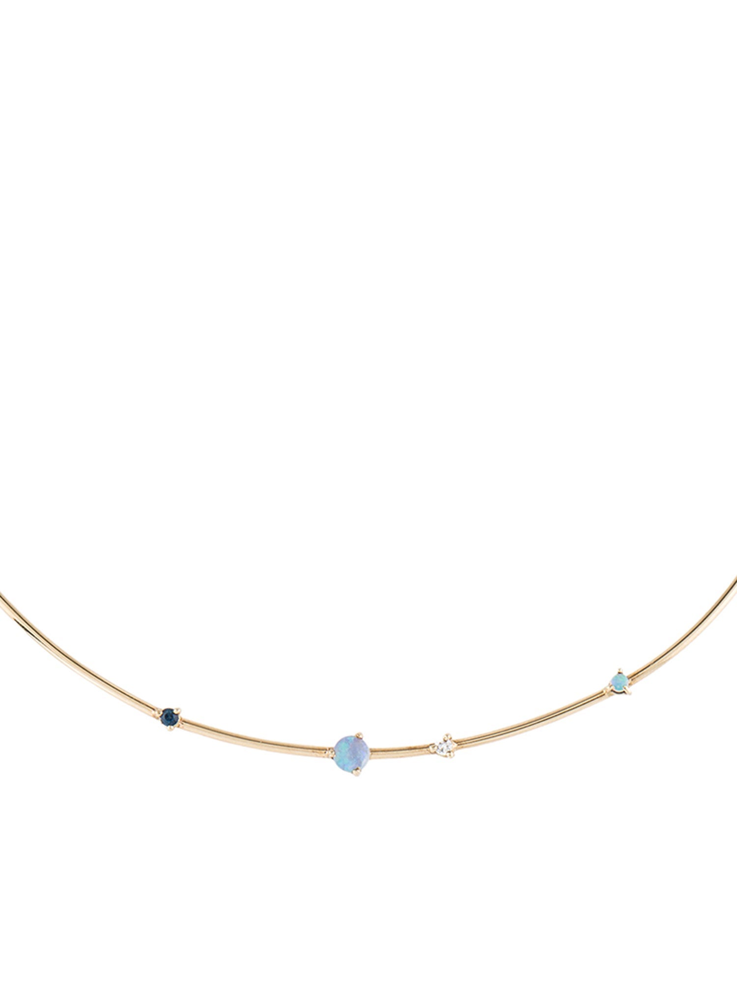 Necklace 10K Opal, Sapphire, & Diamond Collar
