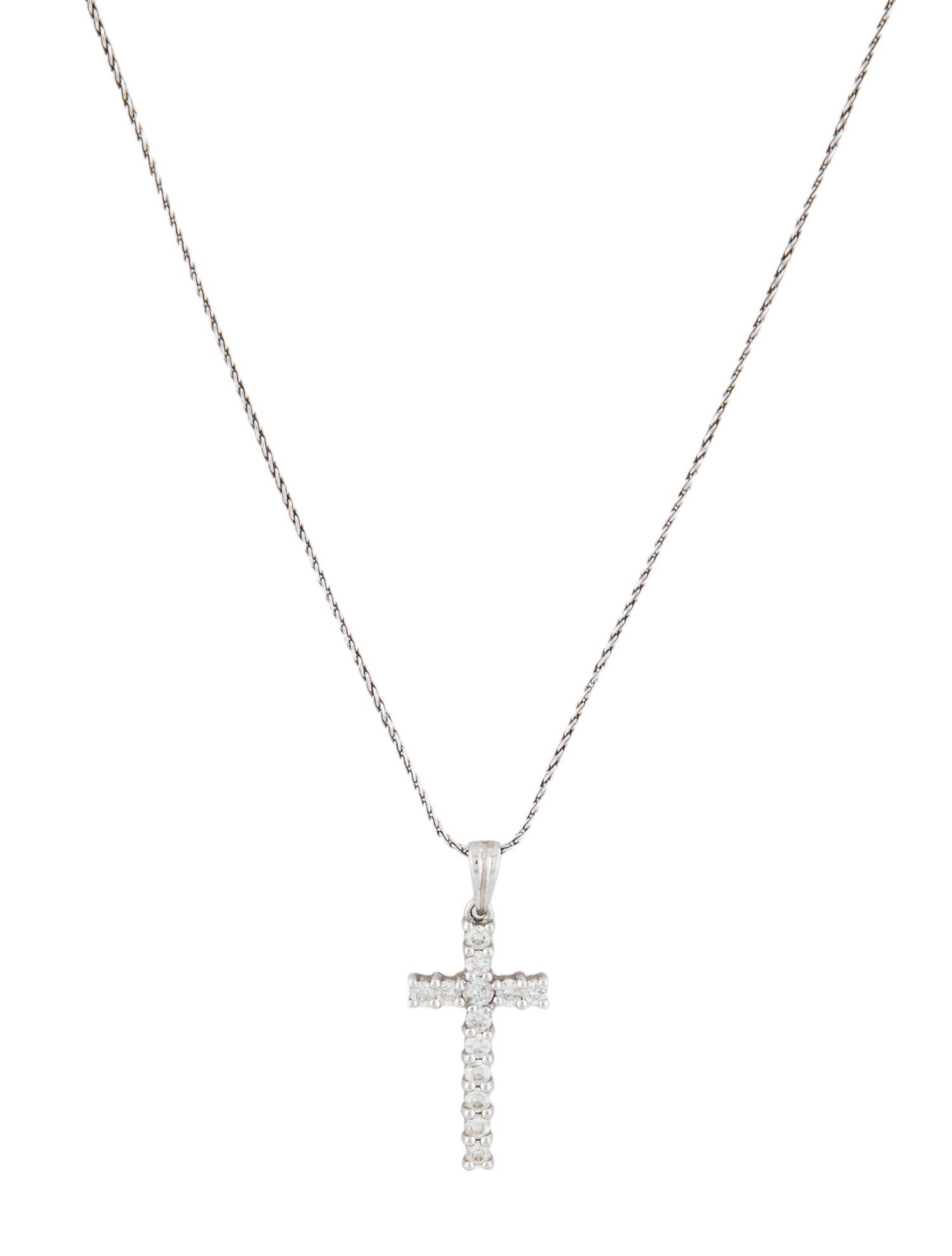 Necklace 18K Diamond Cross Pendant w/ 14K Chain