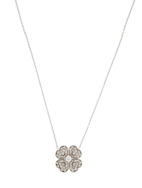 Necklace 14K 1.35ctw Diamond Clover Pendant Necklace