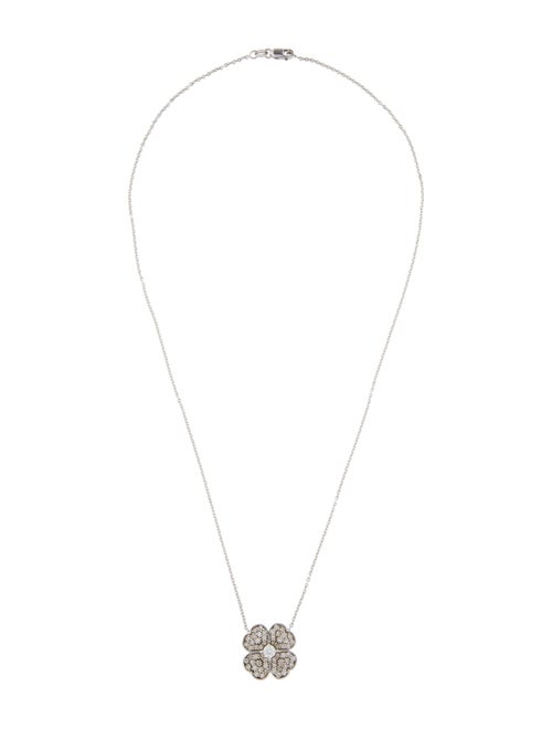 Necklace 14K 1.35ctw Diamond Clover Pendant Necklace