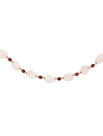 Necklace 14K Rose Quartz & Garnet Bead Necklace
