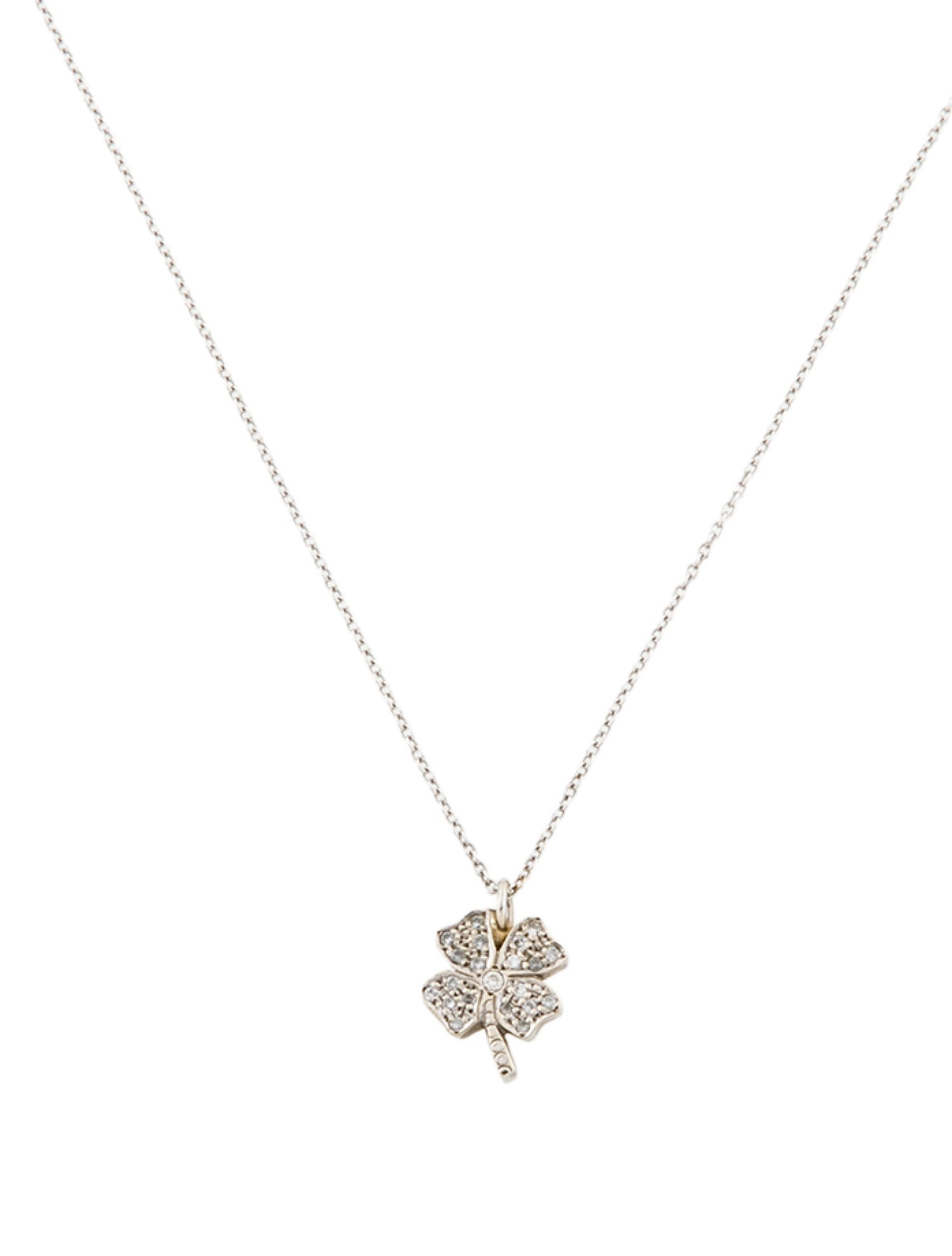 Necklace 14K Diamond Four Leaf Clover Pendant
