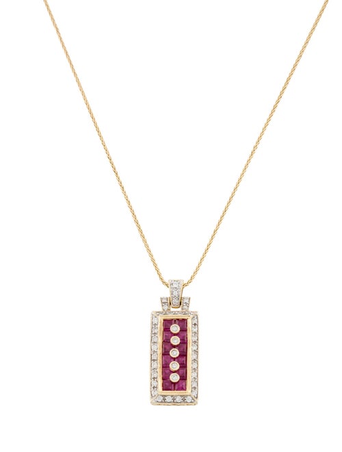 Necklace 14K Ruby & Diamond Pendant Necklace