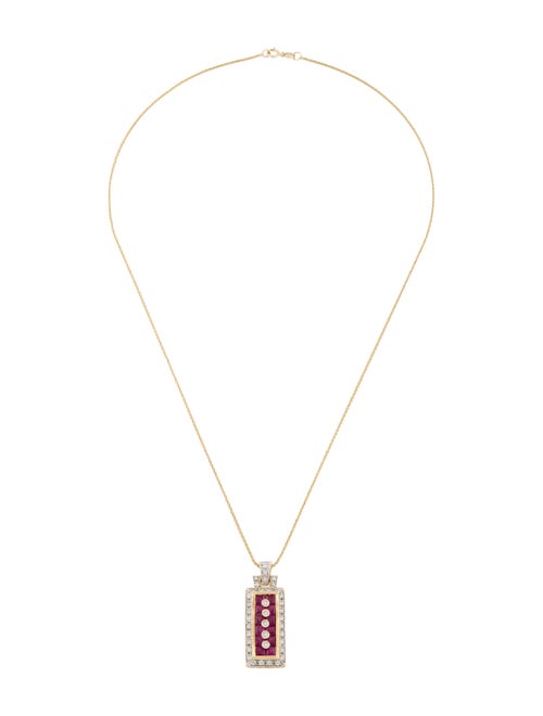 Necklace 14K Ruby & Diamond Pendant Necklace