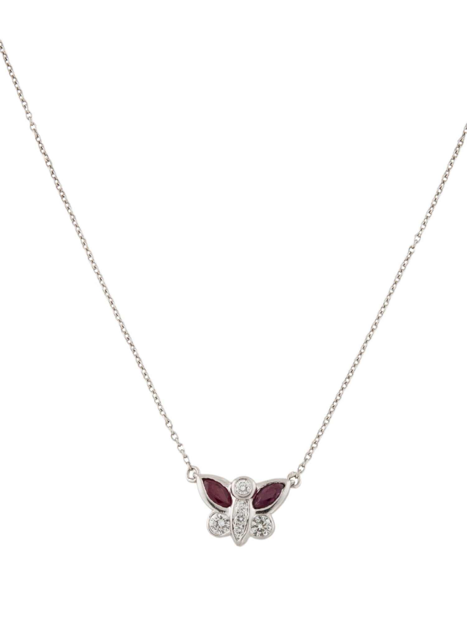 Necklace Platinum Ruby & Diamond Pendant Necklace