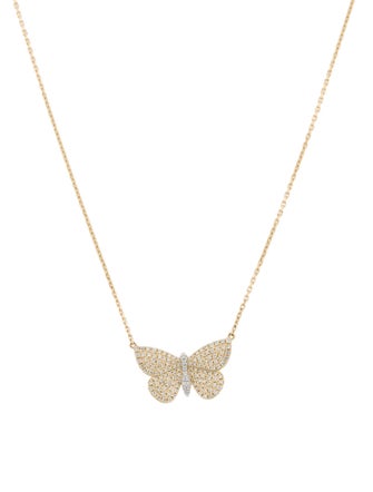 Necklace 14K Diamond Butterfly Pendant Necklace