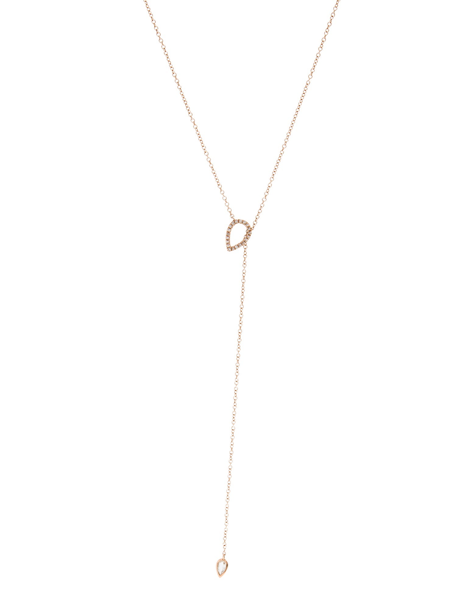 Necklace 14K Quartz & Diamond Lavalier