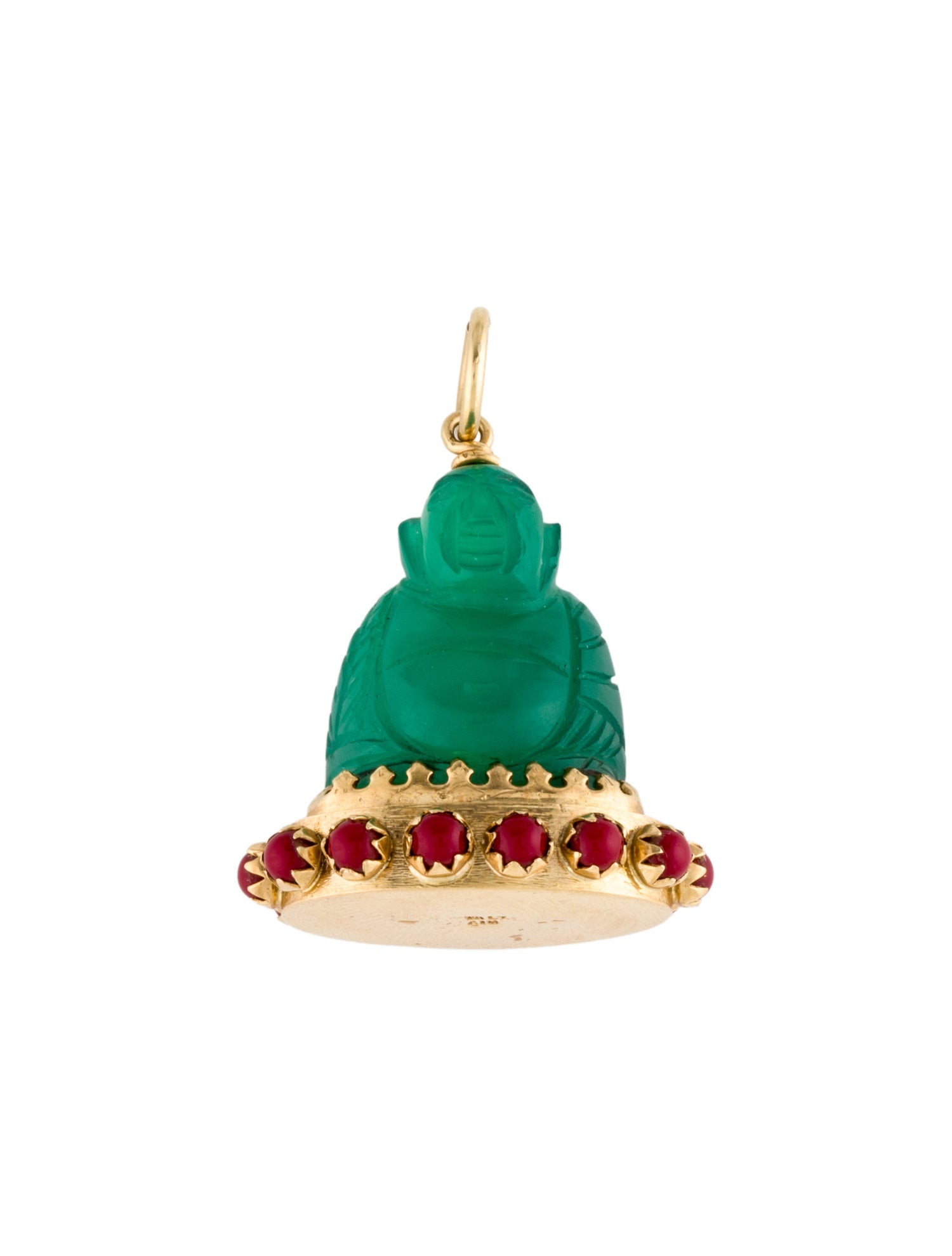 Necklace 18K Dyed Chalcedony & Resin Buddha Pendant