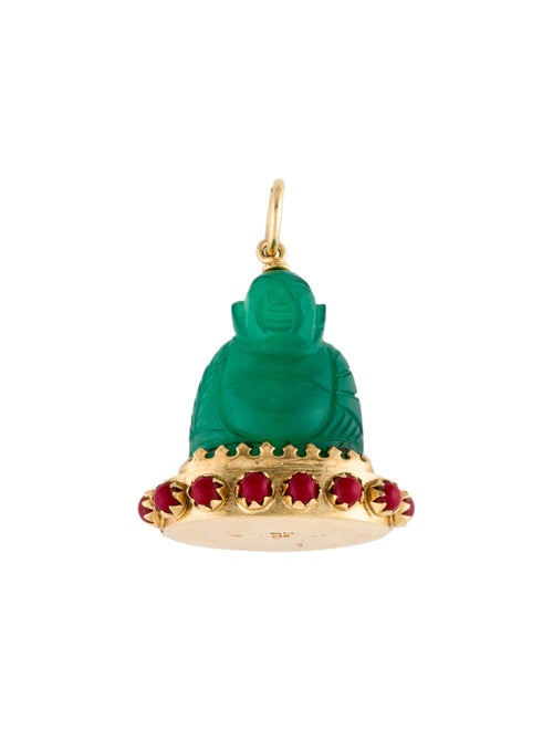 Necklace 18K Dyed Chalcedony & Resin Buddha Pendant