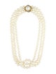 Necklace 18K Pearl & Diamond Multistrand Beaded Collar