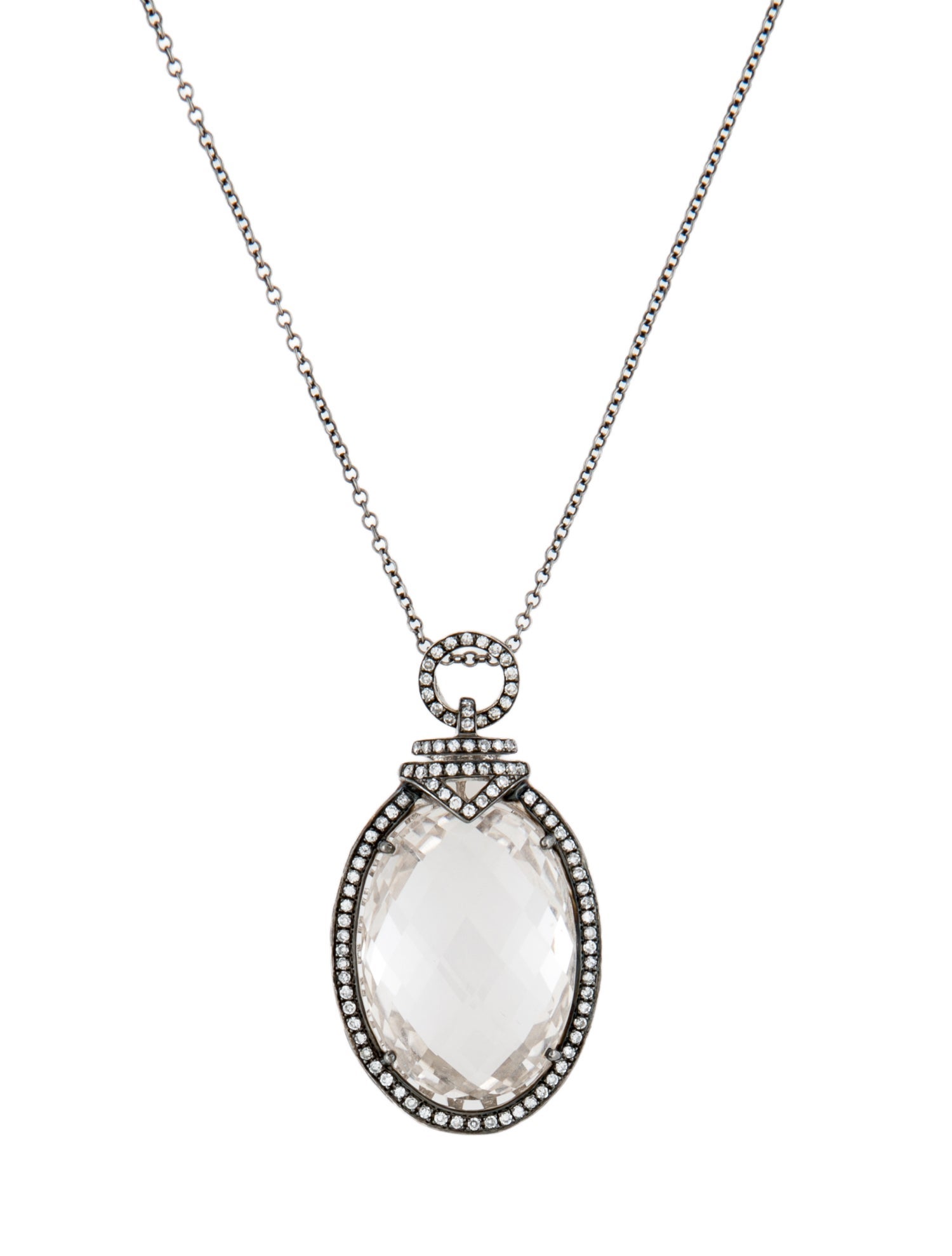 Necklace 14K Quartz & Diamond Pendant