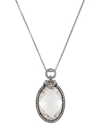 Necklace 14K Quartz & Diamond Pendant Necklace