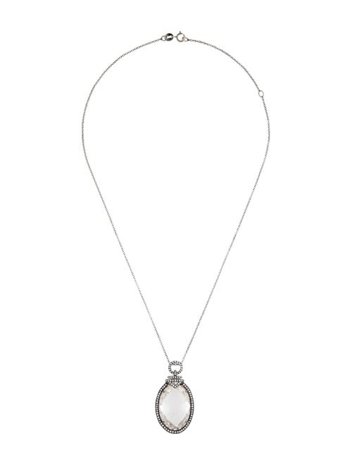 Necklace 14K Quartz & Diamond Pendant Necklace