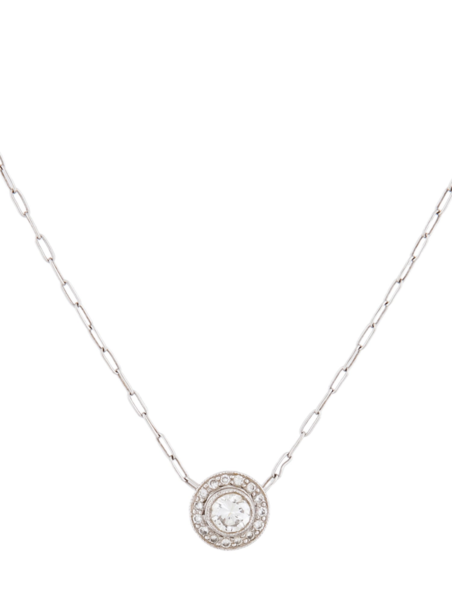 Necklace Platinum Diamond Halo Pendant