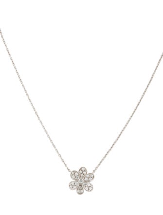 Necklace 14K Diamond Flower Pendant Necklace