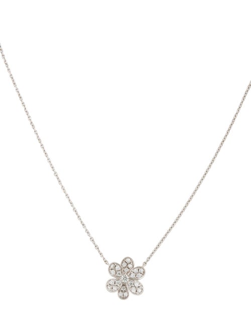 Necklace 14K Diamond Flower Pendant Necklace