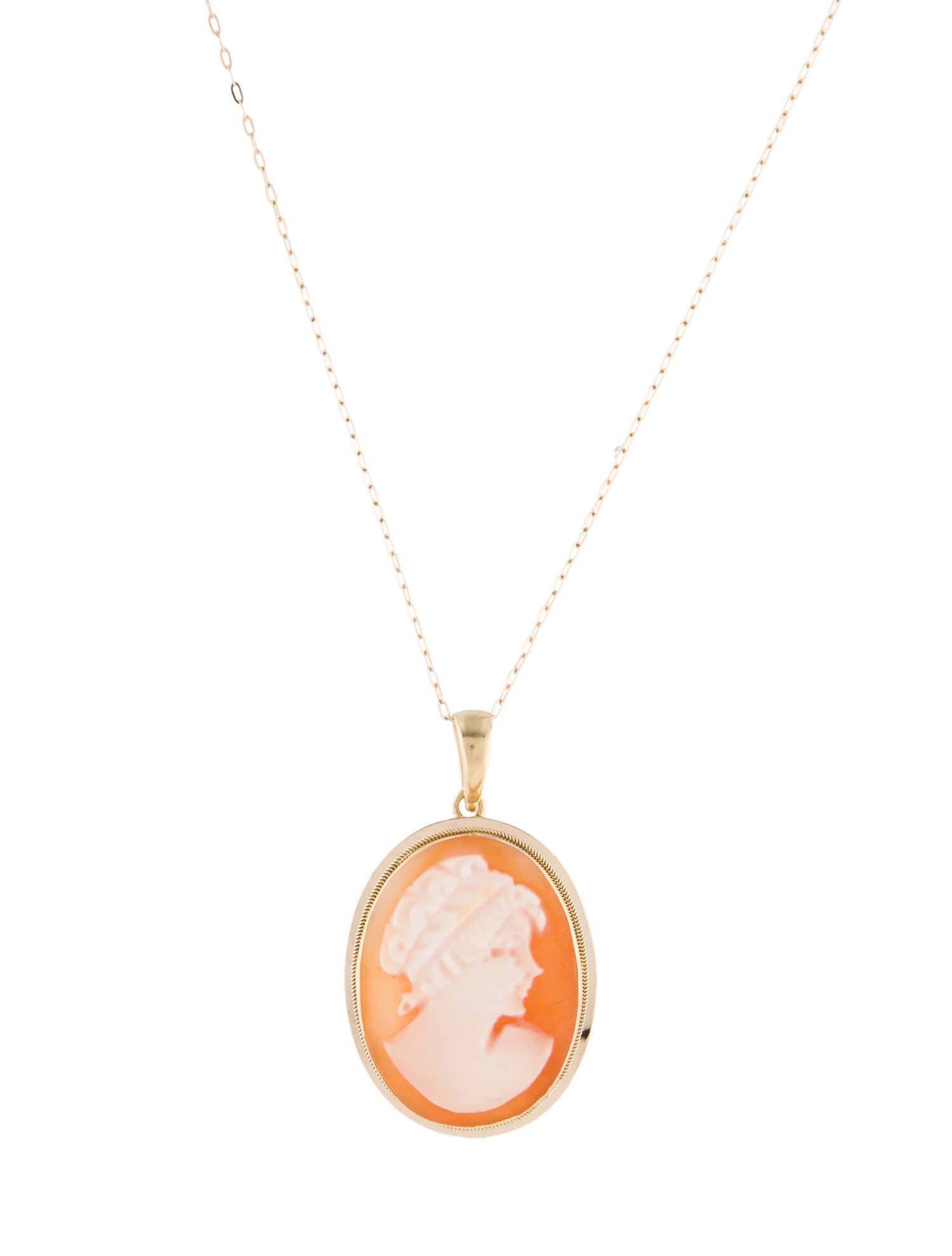 Necklace 14K Cameo Pendant Necklace