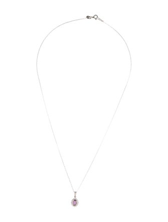 Necklace Platinum Sapphire & Diamond Pendant Necklace