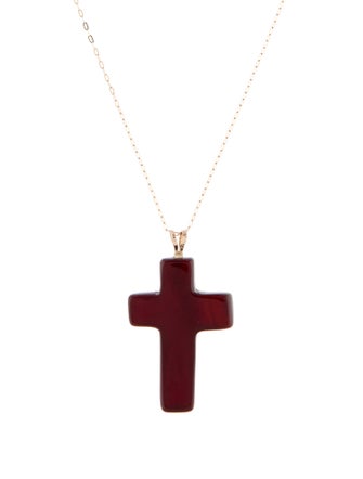 Necklace 14K Sard Cross Pendant Necklace