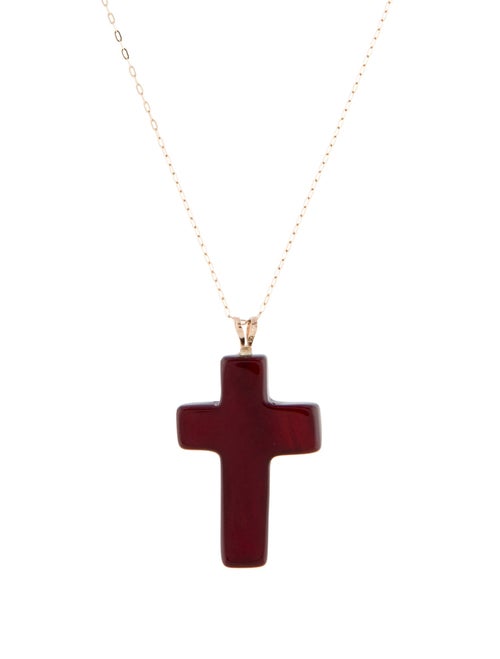 Necklace 14K Sard Cross Pendant Necklace