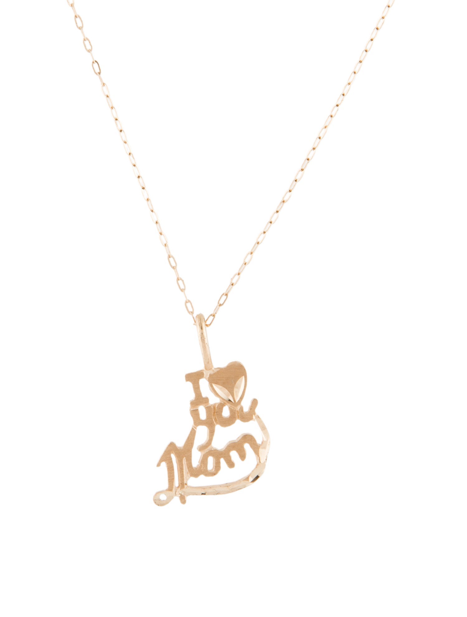 Necklace 14K 'I ❤ You Mom' Pendant Necklace