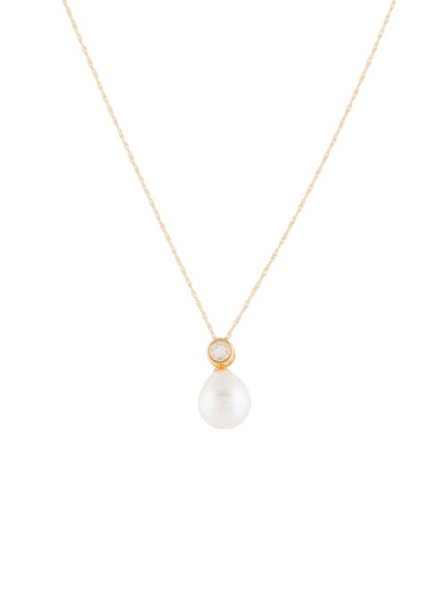 Necklace 14K Pearl & Topaz Pendant Necklace