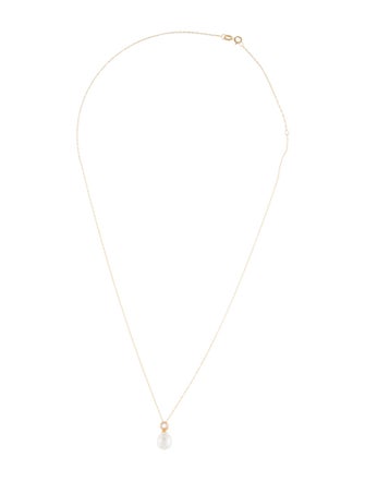 Necklace 14K Pearl & Topaz Pendant Necklace