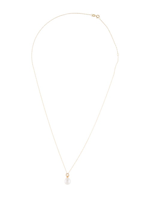 Necklace 14K Pearl & Topaz Pendant Necklace