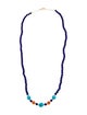 Necklace 14K Lapis Lazuli, Carnelian, & Turquoise Beaded Necklace