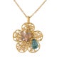 Necklace 18K Amethyst & Topaz Butterfly Flower Openwork Pendant Necklace