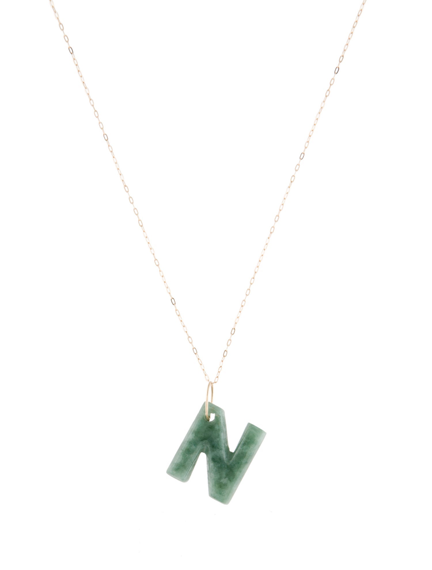 Necklace 14K Jadeite 'N' Initial Pendant Necklace