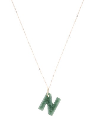 Necklace 14K Jadeite 'N' Initial Pendant Necklace