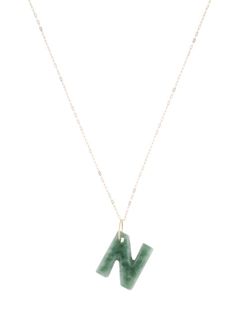 Necklace 14K Jadeite 'N' Initial Pendant Necklace