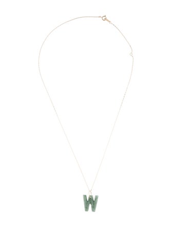 Necklace 14K Jadeite 'W' Initial Pendant Necklace