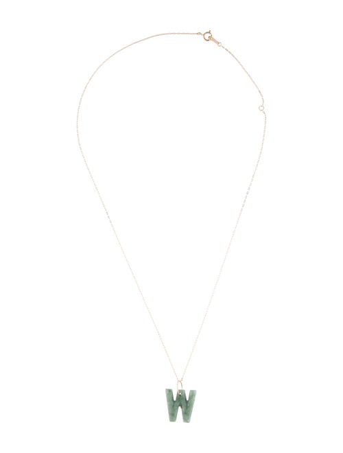 Necklace 14K Jadeite 'W' Initial Pendant Necklace