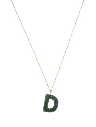 Necklace 14K Jadeite 'D' Initial Pendant Necklace