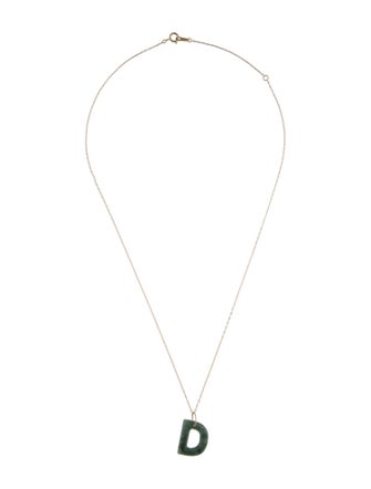 Necklace 14K Jadeite 'D' Initial Pendant Necklace