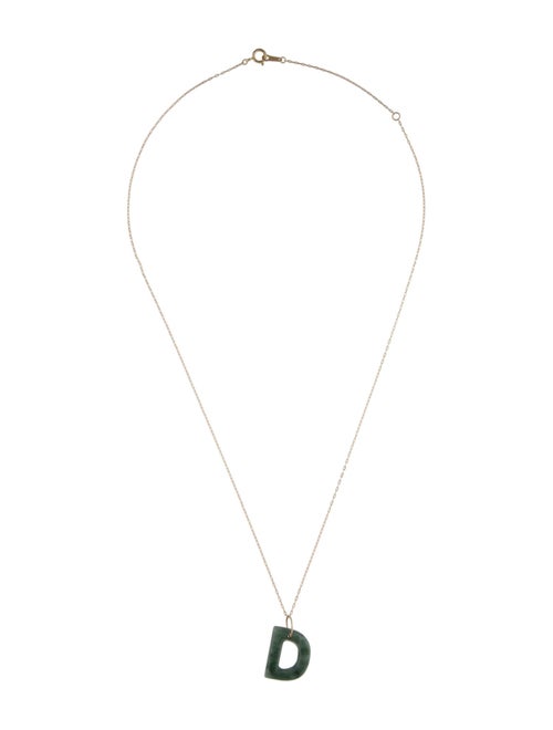 Necklace 14K Jadeite 'D' Initial Pendant Necklace