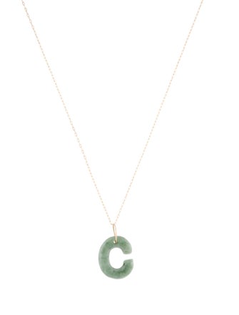 Necklace 14K Jadeite 'C' Initial Pendant Necklace