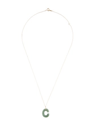 Necklace 14K Jadeite 'C' Initial Pendant Necklace