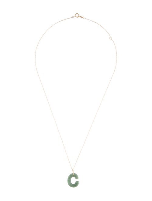 Necklace 14K Jadeite 'C' Initial Pendant Necklace