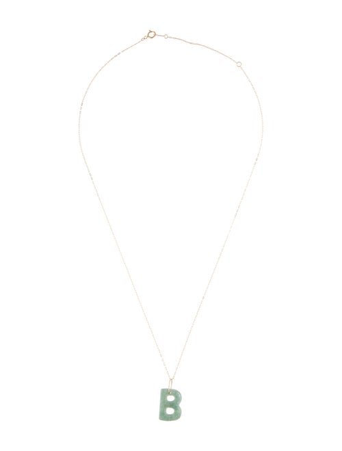 Necklace 14K Jadeite 'B' Initial Pendant Necklace